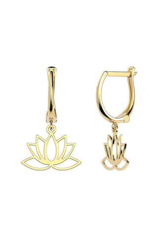 Sade Sallantılı Lotus Çiçeği 14 Ayar Altın Küpe