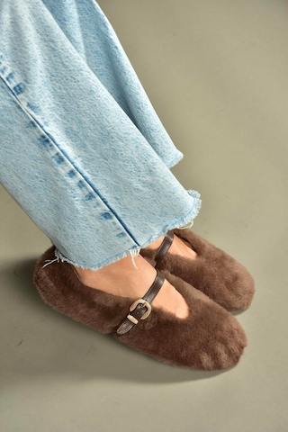 Fox Shoes V820105504 Kahverengi Peluş Günlük Düz Kadın Babet Kahverengi