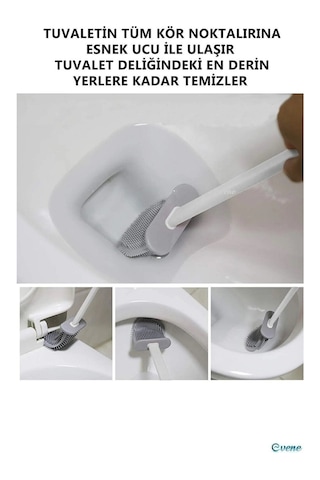 Mobgift Bükülebilir Silikon Tuvalet Banyo Fırçası Gri