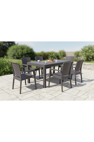 Mandella Show Rattan 90 X 150 Masa Takımı Kahverengi