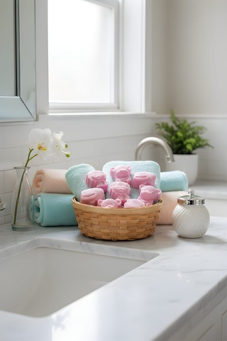 Sabun - Kokulu Süs Sabunu - Hayvan Modelleri - Pembe - 8 Adet-4cm Beyaz sabun