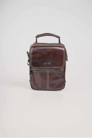 Ççs 31601 Hakiki Deri Askılı Çanta Kahve