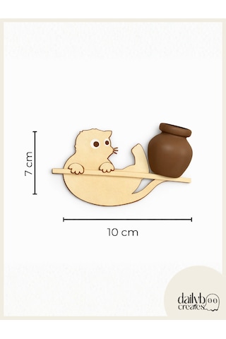 Kedi Bıyığı Toplayıcı Magnet-vazolu Buzdolabı Süs-2 Renkli Kedi Bıyığı Biriktirme Magnet Bej