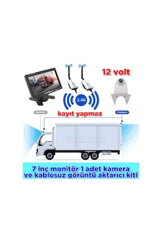7'' Monitör Wifi Aktarıcı Kit Beyaz Tepe Kamera Set 12 V Kayıtsız