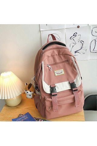 Ganzhoushop Günlük Kullanım İçin Klasik Sırt Çantası Büyük Kapasiteli Kore Tarzı Omuz Çantası Açık Hava Okul Ofis Pembe Çok Renkli