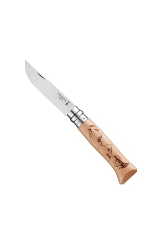 Opinel Kamp İnox No 8 Alpine Macera Kayağı Desenli Paslanmaz Çelik Ç Kahverengi