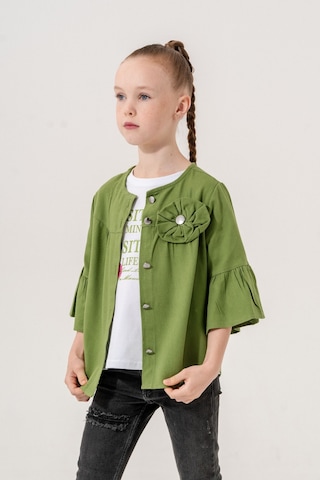 Kız Çocuk Çiçek Gömlekli İkili Kız Takım 3127 Haki