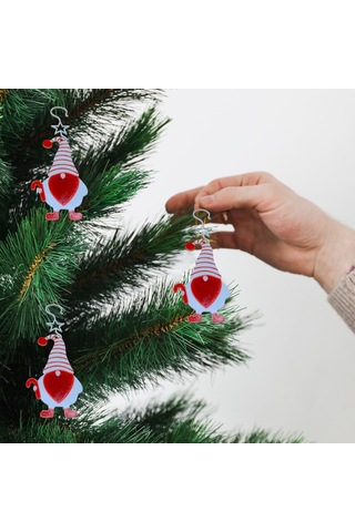 Gnom Noel Cücesi-beyaz-çam Ağacı Süsü 3lü Diğer