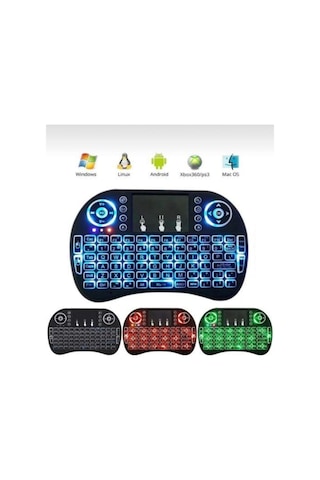 Zhltools Işıklı Mini Klavye Mouse Smart Tv Box Pc Şarjlı Oyuncu Klavye