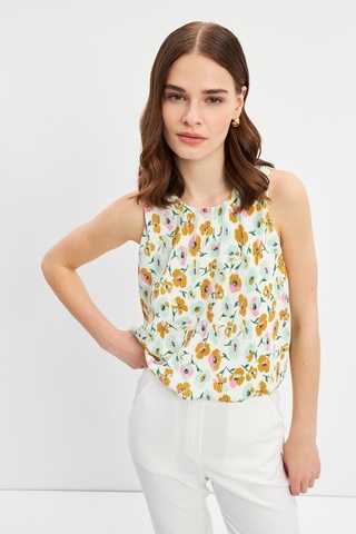 Stella Pulvis Beyaz Astarlı Pliseli Bluz