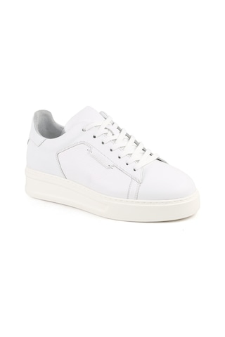 Libero L5770 Hakiki Deri Ultra Hafif Kalın Eva Taban Bağcıklı Erkek Sneaker Günlük Ayakkabı Beyaz