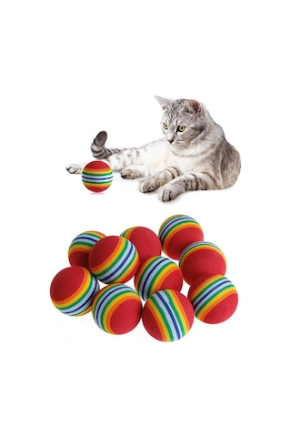 3lü Gökkuşağı Sünger Kedi Köpek Çiğneme Oyun Topu 4,2 Cm 5468