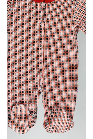 Kareli %100 Pamuklu Patikli Bebek Tulum 001