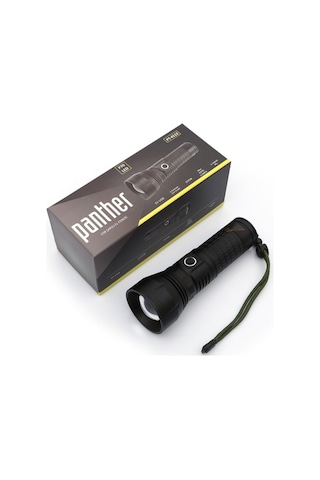 Panther Pt-4112 Usb Şarjlı Fener Siyah