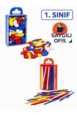 Saygılıofis Sayı Sayma Seti 1 Paket Plastik Sayı Sayma Çubukları Ve Fasülyeleri 1. Sınıflar Için Renkli Çubuk Fasulye
