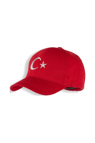 Denokids Unisex Çocuk Ay Yıldız Bayrak Kırmızı Şapka Renkli