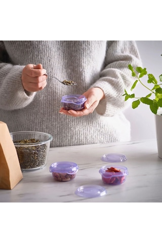 Ikea Pruta 3'lü Gıda Saklama Kabı Seti 70 Ml 4 X 7 Cm Şeffaf Leylak Diğer
