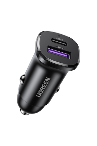Ugreen 30w 2 Portlu Araç İçi Şarj Cihazı Çakmaklık Adaptörü, 25845
