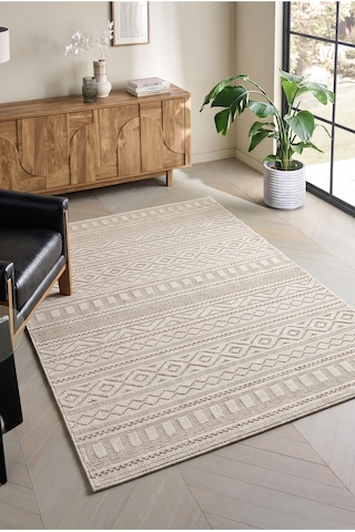 Badelya Home Krem İskandinav Modern Tasarım Sisal Bukle Özel Ölçü Salon Oturma Odası Koridor Mutfak Halısı Yolluk Krem Ekru