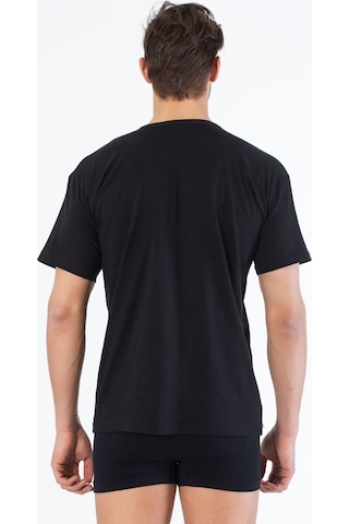 Siyah İnci Pamuklu V Yaka Kısa Kol T-shirt Siyah