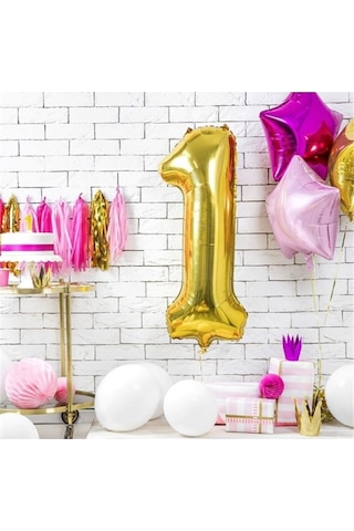 40" İnç 100 CM 1 Bir Rakamı Folyo Balon Gold