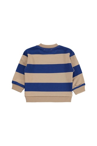 Silversun Kids Silversun Athletic Baskılı Çizgili 2-7 Yaş Sweatshirt - Mavi Saks Mavisi