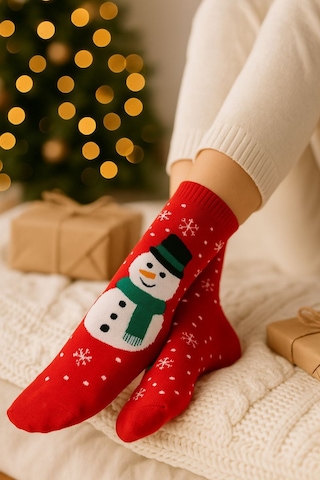 Arma Yıldız 4'lü Paket Unisex Yılbaşı Çorap Renkli Soket Çorap Yeniyıl Renkli