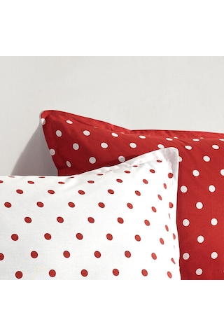 Coté Blanc Dots Kırmızı %100 Pamuk Tek Kişilik Nevresim Takımı