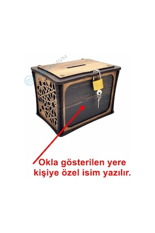 El Yapımı Dikdörtgen Ahşap Bahşiş Kutusu Sandık Tip Box Kumbara Tibbox Hediye