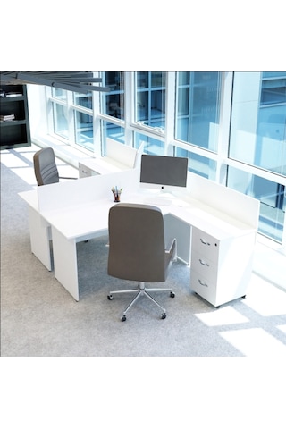 Burovena Vena Nil L Workstation Ikili Çalışma Masa 3 Panelli 294Cm X 16...