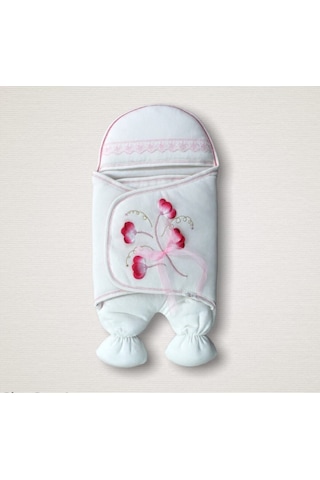 Bebek Kundağı Unisex Bebek Dış Kundak Battaniyesi Uyku Tulumu Hastane Çıkışı Kundak Battaniye Ekru - Pembe