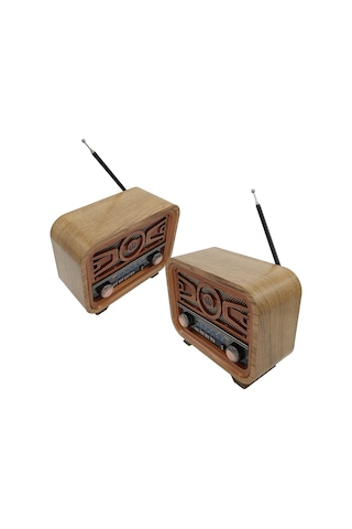 Radyo Retro Açık Ahşap Bluetooth Hoparlör Tf Kart Şarjlı Led N0a1