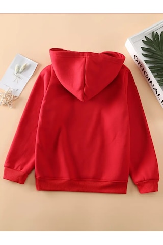 Uyguntarz Unisex Sevimli Pati Kalp Baskılı Oversize Genel Kırmızı