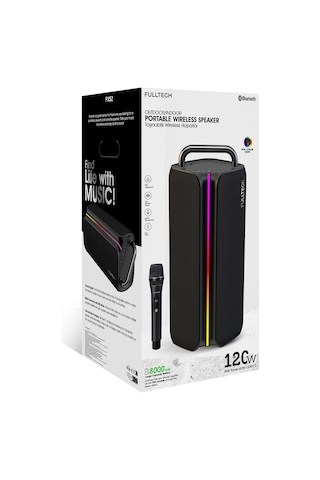 Fulltech Fxs2 Taşınabilir Kablosuz Bluetooth Hoparlör Siyah 120w Güç, Rgb Işık, Ipx4 Su Geçirmez,