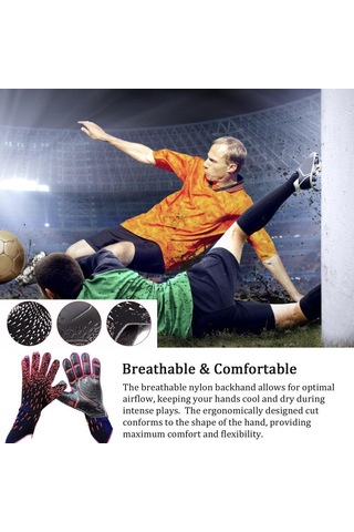 Futbol Kaleci Eldivenleri Kalınlaşmış Nefes Alabilen Futbol Eldivenleri Kaymaz Lateks Eğitim Eldivenleri, Renk Kırmızı