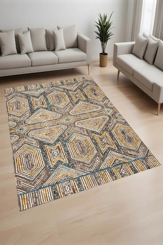Eliana Home Dijital Baskı Yıkanabilir Kaymaz Taban Salon Halısı Ve Yolluk Rvg0984-fnl234 Kahverengi
