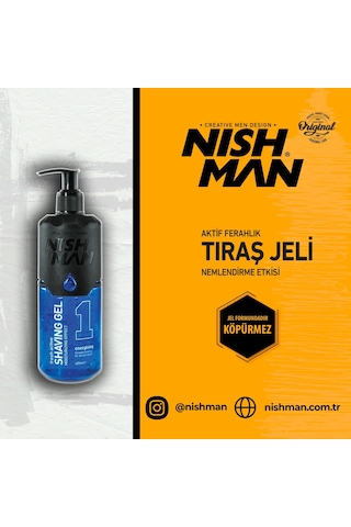Nishman 1 Energizing Traş Jeli Pompalı 400 ML