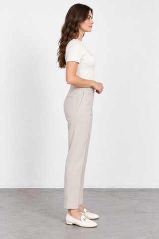 Bihan Store Kadın Beli Lastikli Cepli Boru Paça Pantolon W27-1578 - Bej Yeni Bej