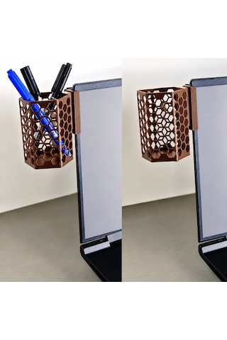 3d Baskı Monitor Kalemlik - Petek Desenli Laptop Kenar Altıgen Kalemlik-kahverengi Çok Renkli