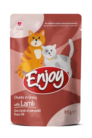 Enjoy Kuzu Etli Kedi Pouch Yaş Mama 85gr X 22 Adet Enjoy Kuzu Etli Kedi Pouch Yaş Mama 85gr X 22 Adet