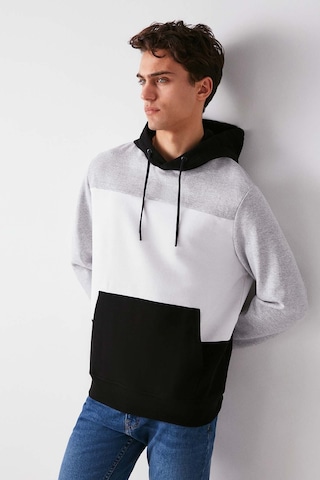 Grimelange Clyde Erkek Bloklu Kapüşonlu Kordonlu Içi Polarlı Siyah Sweatshirt