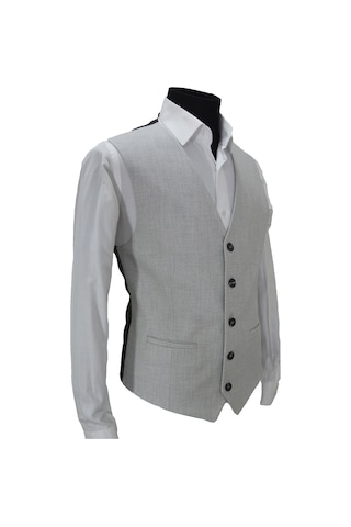 Mentor Regalo Erkek Yelek V Yaka Açık Gri Balık Sırtı 50434