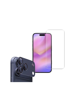 Adige İphone 17 Pro Kamera Lens Koruyucu Lacivert + Ekran Koruyucu Lacivert