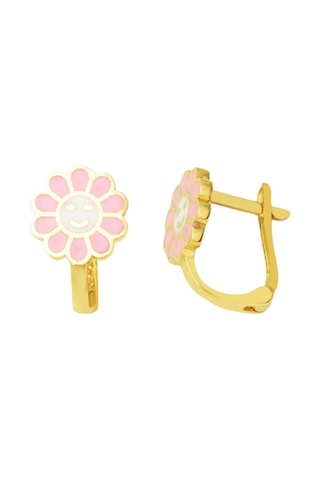 Bilezikci Pembe Papatya Çocuk Küpesi 14 Ayar Altın Sarı Altın