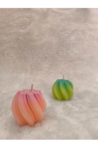 Dalga Desenli Dekoratif Mum, Tek Renk Pembe