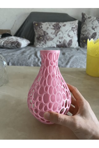 Bşkvirgo 3d Baskı Petek Dokulu Vazo - Delikli Dekoratif Vazo-pembe Bsk2026