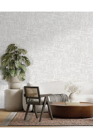 Adawall Muse Koleksiyonu- 25101-1 Gri Dokulu Silinebilir Nonwoven Vinil Duvar Kağıdı- Açık Gri, 1.06x15.6m - 16.5m² Krem