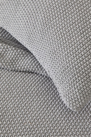 The White Company Lyra Throw, Yumuşak Pamuk Örgü Battaniye, 140 X 200 Cm Polyester Battaniye Gri Tek Ebat