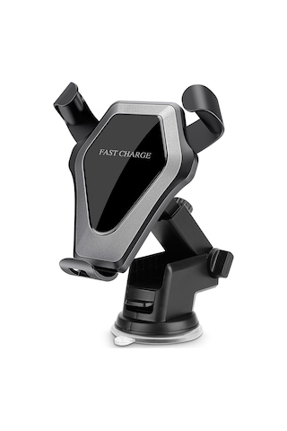 Shineyee Hızlı Qi Şarj Cihazı - Araç Ve Ev Kullanımı İçin Üçlü Tabanlı Kablosuz Şarj Aparatı, Gri Diğer