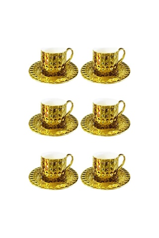 Arow Tr-2948 12 Parça 6 Kişilik Porselen Kahve Fincan Takımı Gold